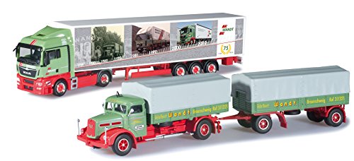 herpa 303606 - Set mit Zwei Modellen, 75 Jahre Spedition Wandt, rot/grün/grau von herpa