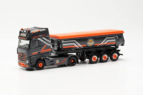 herpa 314565 Mercedes-Benz Actros 18 Gigaspace-Sattelzug Jack Janssen, originalgetreu im Maßstab 1:87, Modell LKW, Modellbau Sammlerstück, Made in Germany, Miniaturmodell, schwarz, orange von herpa