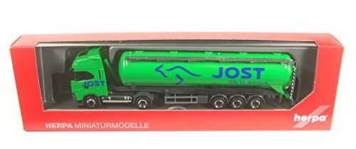 herpa 315609 Iveco S-Way LNG Silo-Sattelzug „Jost Group“ originalgetreu im Maßstab 1:87, Modell LKW für Diorama, Modellbau Sammlerstück, Deko Miniaturmodelle aus Kunststoff, Farbe: Mehrfarbig, grün von herpa