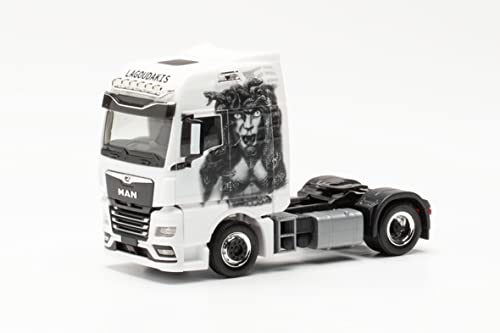 herpa 315722 TGX GX Zugmaschine „Lagoudakis 6 / Medusa“ originalgetreu im Maßstab 1:87, Modell LKW für Diorama, Modellbau Sammlerstück, Deko Miniaturmodelle aus Kunststoff, Mehrfarbig von herpa