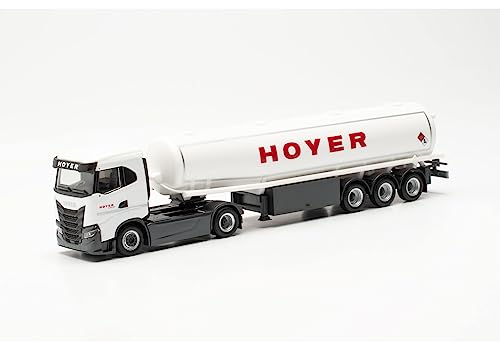 Herpa LKW Modell Iveco S-Way ND Benzintank-Sattelzug Hoyer, Miniatur im Maßstab 1:87, Modell LKW für Diorama, Sammlerstück, Miniaturmodelle, Made in Germany, Kunststoff von herpa