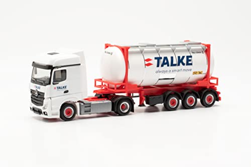 herpa 316002 Mercedes-Benz LKW Modell Actros Bigspace '18 Swapcontainer-Sattelzug Talke, Miniatur im Maßstab 1:87, Sammlerstück, Made in Germany, aus Kunststoff Miniaturmodell, Mehrfarbig von herpa