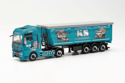 herpa 316538 | Man TGX XXL Euro 6C Stahlrundmulden-Sattelzug | KS Containerdienst | 1:87 von herpa