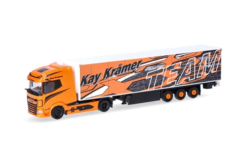 herpa 317634 LKW Modell DAF XG+ Kühlkoffer-Sattelzug Kay Krämer (Mecklenburg-Vorpommern/Roggentin), Miniatur im Maßstab 1:87, Sammlerstück, Made in Germany, Kunststoff Miniaturmodell, Mehrfarbig von herpa