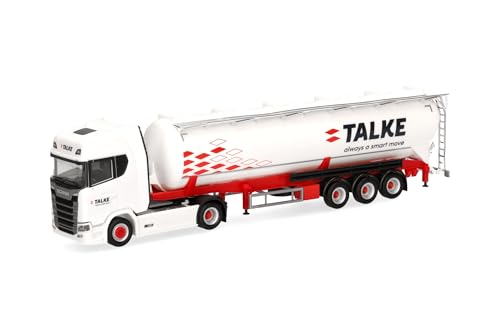 herpa 318235 LKW Modell Scania CS 20 HD Silo-Sattelzug Talke, Miniatur im Maßstab 1:87, Sammlerstück, Made in Germany, Kunststoff Miniaturmodell, weiß, rot, blau von herpa