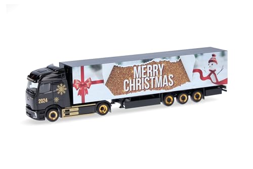 herpa 318310 LKW Modell Mercedes-Benz eActros 600 Procabin Koffer-Sattelzug Weihnachten 2024", Miniatur im Maßstab 1:87, Sammlerstück, Made in Germany, Kunststoff, Mehrfarbig von herpa