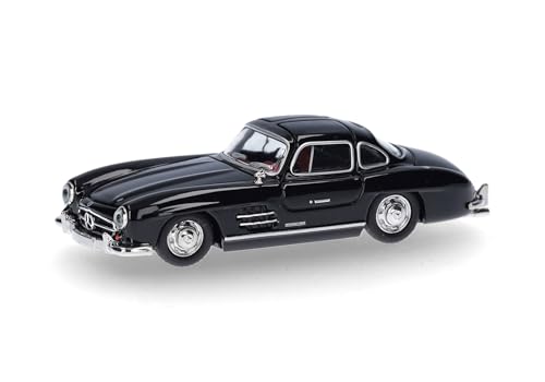 herpa 421089 Modellauto Mercedes-Benz 300 SL Flügeltürer, Miniatur im Maßstab 1:87, Sammlerstück, Made in Germany, Modell aus Kunststoff, Farbe: schwarz Miniaturmodell von herpa