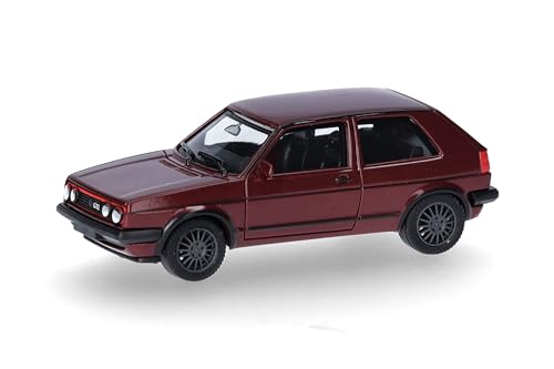 herpa 430838-004 Modellauto VW Golf II GTI, Miniatur im Maßstab 1:87, Sammlerstück, Made in Germany, Modell aus Kunststoff, Farbe: Tornadorot metallic Miniaturmodell von herpa