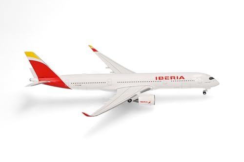 herpa 532617-001 Modellflugzeug Iberia Airbus A350-900 Miniatur im Maßstab 1:500, Sammlerstück, Modell ohne Standfuß, Metall Miniaturmodell, weiß, orange, rot von herpa