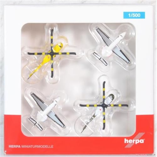 herpa 535939 Vier Modelle für einen Preis als Geschenk für Flugzeugfans Helicopter Hubschrauber und Bizjet Set (2+2), Mehrfarbig von herpa