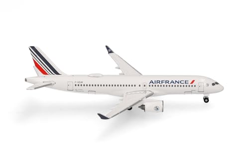 herpa 535991-001 Modellflugzeug Air France Airbus A220-300 Miniatur im Maßstab 1:500, Sammlerstück, Modell ohne Standfuß, Metall Miniaturmodell, weiß, rot, blau von herpa