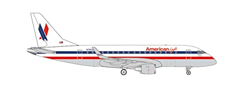 Herpa Modellflugzeug Embraer E170 American Eagle Heritage Livery Maßstab 1:500 - Modellbau Flugzeug, Flugzeugmodell für Sammler, Miniatur Deko, Flieger ohne Standfuß aus Metall von herpa