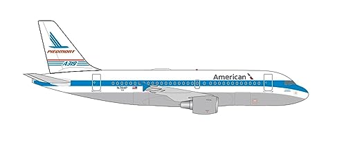 herpa Modellflugzeug American Airlines Airbus A319, Piedmont Heritage Livery – N744P Piedmont Pacemaker, Miniatur im Maßstab 1:500, Sammlerstück, Modell ohne Standfuß, Metall von herpa