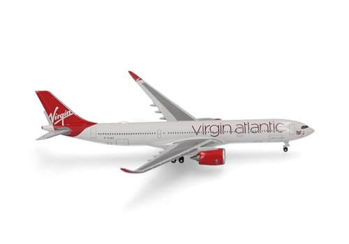 herpa 537223 Modellflugzeug Virgin Atlantic Airbus A330-900neo, Lochborhung, Miniatur im Maßstab 1:500, Sammlerstück, Modell ohne Standfuß, Metall Miniaturmodell, Mehrfarbig von herpa