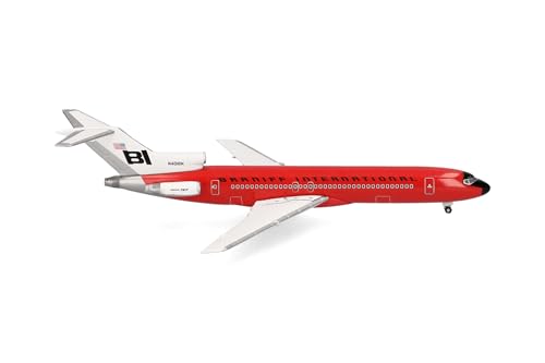 herpa 537551 MiniatuHerpa Modellflugzeug Braniff International Boeing 727-200-Solid Red, Miniatur im Maßstab 1:500, Sammlerstück, Modell ohne Standfuß, Metallrmodell von herpa