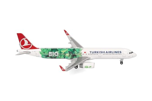 herpa 537681 Modellflugzeug Turkish Airlines Airbus A321 “Bio Fuel” – TC-JSU “Kalecik”, Miniatur im Maßstab 1:500, Sammlerstück, Modell ohne Standfuß, Metall von herpa