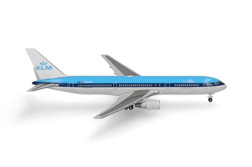 herpa 537759 Modellflugzeug KLM Boeing 767-300, Miniatur im Maßstab 1:500, Sammlerstück, Modell ohne Standfuß, Metall Miniaturmodell, blau, weiß von herpa