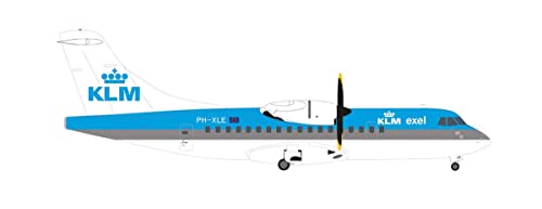 herpa 571654 KLM Exel Modellflugzeug ATR-42-300 PH-XLE Maßstab 1:200-Modellbau Flugzeug, Flugzeugmodell für Sammler, Miniatur Deko, Flieger ohne Standfuß aus Metall Miniaturmodell, Mehrfarbig von herpa