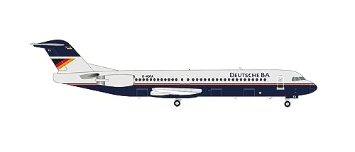 herpa Modellflugzeug Deutsche BA Fokker 100 – D-ADFA, Miniatur im Maßstab 1:200, Sammlerstück, Modell ohne Standfuß, Metall von herpa