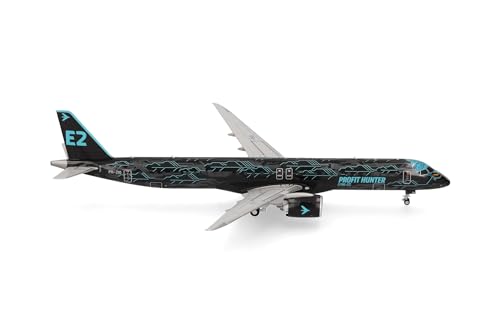 herpa 572989 Modellflugzeug Embraer E195-E2 Tech Eagle, Miniatur im Maßstab 1:200, Sammlerstück, Modell ohne Standfuß, Kunststoff Miniaturmodell, Schwarz von herpa