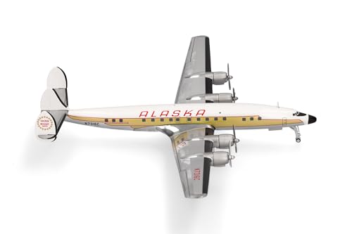 herpa 573023 Modellflugzeug Alaska Airlines Lockheed L-1649A Starliner Miniatur im Maßstab 1:200, Sammlerstück, Modell ohne Standfuß, Metall Miniaturmodell, Mehrfarbig von herpa