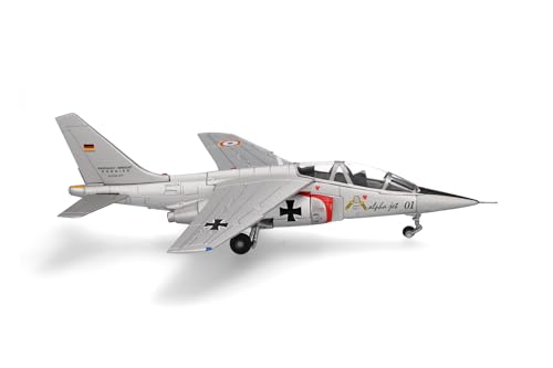 herpa 580854 Modellflugzeug Alpha Jet 01 Prototype, Miniatur im Maßstab 1:72, Sammlerstück, Modell ohne Standfuß, Metall Miniaturmodell, grau von herpa