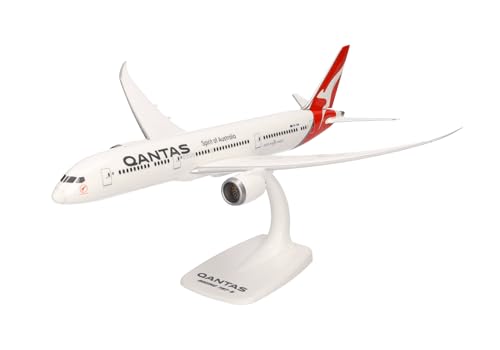 herpa 611770 Airplane Snap-Fit Modellflugzeug Boeing 787-9 Dreamliner-Qantas, Miniatur im Maßstab 1:200, Sammlerstück, Modell mit Standfuß, Kunststoff Fahrzeug VH-ZNA, Mehrfarbig von herpa