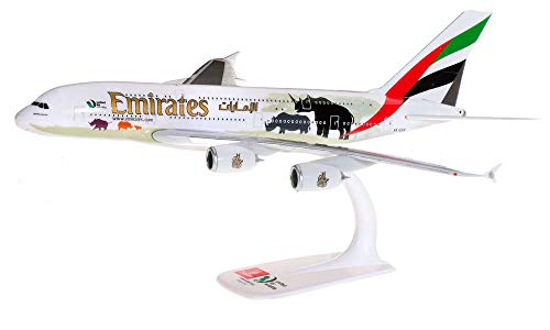 herpa 612180 – Airbus A380, Emirates „United for Wildlife“, Wings, Modell Flugzeug mit Standfuß, Flieger, Modellbau, Miniaturmodelle, Sammlerstück, Kunststoff, Snap Fit - Maßstab 1:250 von herpa