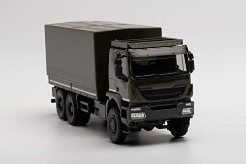 herpa 746762 Iveco Trakker 6x6 Pritsche/Plane Bundeswehr in Miniatur zum Basteln Sammeln und als Geschenk, Mehrfarbig von herpa