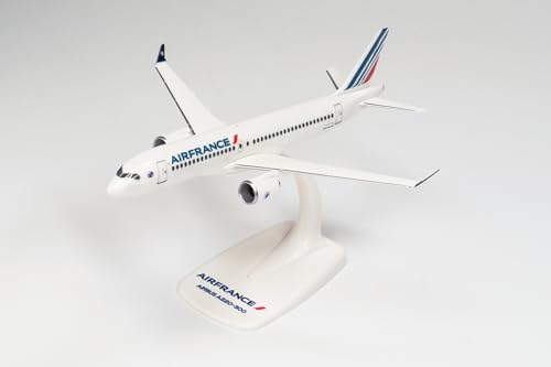 herpa Snap-Fit Modellflugzeug Air France Airbus A220-300, Miniatur im Maßstab 1:200, Sammlerstück, Modell mit Standfuß, Kunststoff von herpa