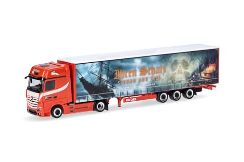 herpa LKW Modell | Mercedes-Benz Actros L Gigaspace Lowlinergardinenplanen-Sattelzug Ferntrans Haas | Miniatur im Maßstab 1:87 | Sammlerstück | Kunststoff von herpa