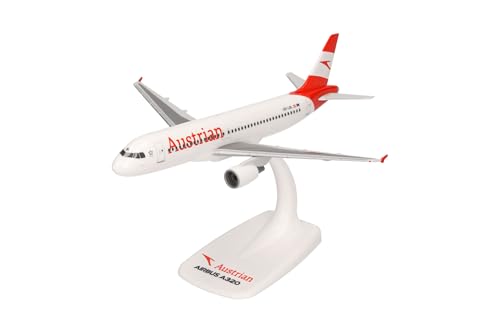 herpa Modellflugzeug Airbus A320 Austrian Airline - Ausseerland” Maßstab 1:200 - Snap-Fit, Modellbau Flugzeug, Flugzeugmodell für Sammler und Bastler, Miniatur Deko, Steckmodell mit Standfuß von herpa