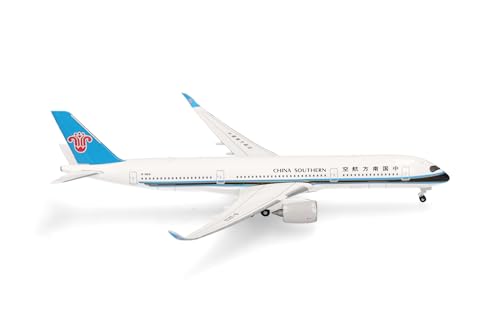 herpa Modellflugzeug Airbus A350-900 – China Southern Airlines, Miniatur im Maßstab 1:500, Sammlerstück, Modell ohne Standfuß, Metall, Weiß von herpa