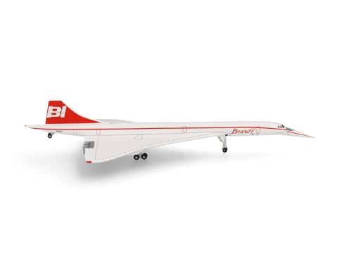 herpa Modellflugzeug Braniff International Concorde - N81AC, Miniatur im Maßstab 1:500, Sammlerstück, Modell ohne Standfuß, Metall von herpa