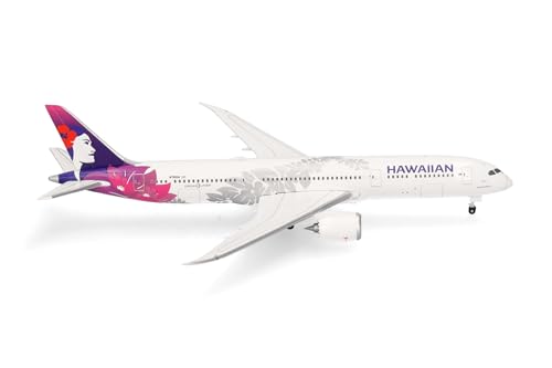 herpa Modellflugzeug Hawaiian Airlines Boeing 787-9 Dreamliner Miniatur im Maßstab 1:500, Sammlerstück, Modell ohne Standfuß, Metall von herpa