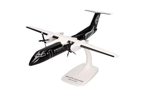 herpa Snap-Fit Modellflugzeug Air New Zealand DHC-8-300 - All Black Livery – ZK-NEM, Miniatur im Maßstab 1:100, Sammlerstück, Modell mit Standfuß, Kunststoff von herpa