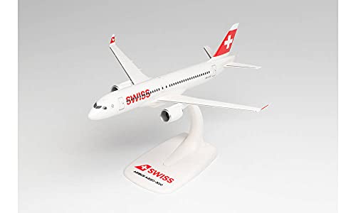 herpa Snap-Fit Modellflugzeug Airbus A220-30 - Swiss International Air Lines, Miniatur im Maßstab 1:200, Sammlerstück, Modell mit Standfuß, Kunststoff von herpa