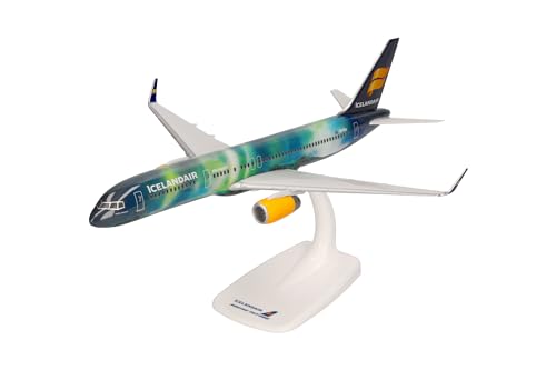 herpa Snap-Fit Modellflugzeug Icelandair Boeing 757-200 - TF-FIU, Miniatur im Maßstab 1:200, Sammlerstück, Modell mit Standfuß, Kunststoff von herpa