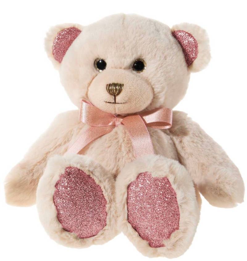 Heunec Kuscheltier Bär PEARLIE Taupie mit Rosé-Schleife klein, Plüschtier, 18 cm Teddybär von heunec