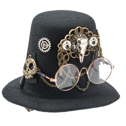 hgnxa Steampunk-Hut mit Ausrüstung, Fedora-Hut mit Haarspange, Maskeraden, Party, Kostüm, Hut für Erwachsene, Kopfbedeckung von hgnxa