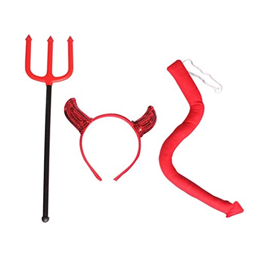 hgnxa for Creative Devil Horns Shape Headband Choker Tail Scepter Cosplay Costume Headdress Halloween Birthday Party Chic Set von hgnxa