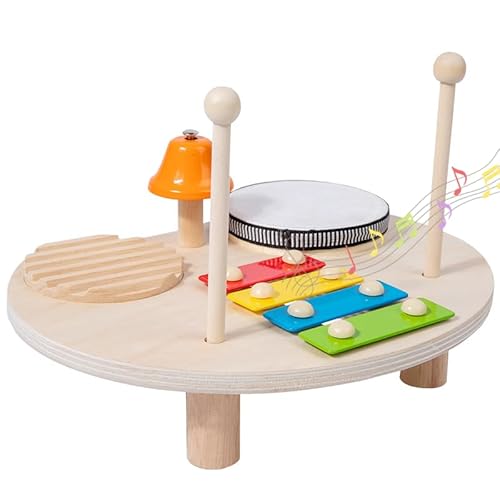 Holzspielzeug Schlagzeug Kinder Trommel, Holz Spielzeug Baby Musikspielzeug Montessori Lernspielzeug Schlagzeug für Kleinkinder Jungen Mädchen (Stil C) von highdar