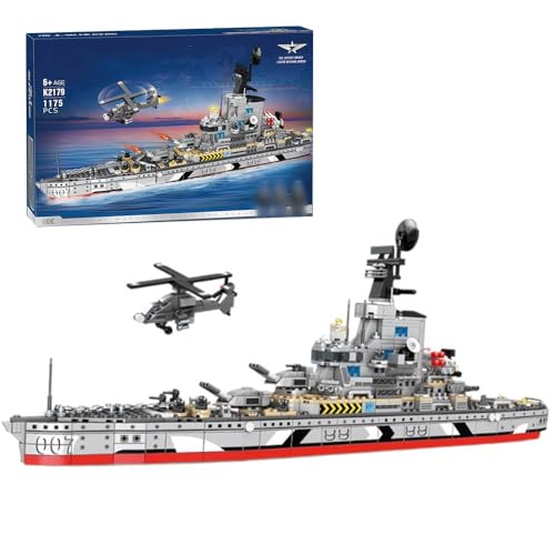 Technik Meereszerstörer Bausteine, 1175 Klemmbausteine Flugzeugträger Militärisches Schlachtschiff, MOC Kriegsschiffe Modellbausatz, Technik Schiff Konstruktionsspielzeug für Kinder und Erwachsene von highdar