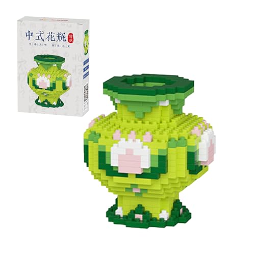 highdar Creative Chinesischer Blocker Vase Modellbausatz, 482 Klemmbausteine DIY Pastellgrüne Uranvase Bausteine, Zimmer Deko für Erwachsene Home Deko von highdar