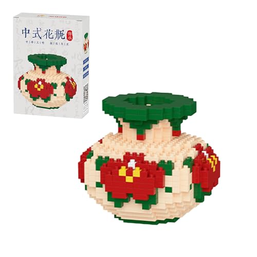 highdar Creative Chinesischer Blocker Vase Modellbausatz, 526 Klemmbausteine DIY Blumenvase des Reichtums Bausteine, Zimmer Deko für Erwachsene Home Deko von highdar