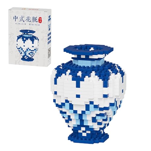 highdar Creative Chinesischer Blocker Vase Modellbausatz, 668 Klemmbausteine DIY Blaue und weiße Porzellanvase Bausteine, Zimmer Deko für Erwachsene Home Deko von highdar