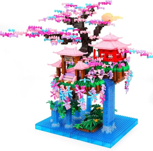 Feenpavillon Bausteine, Mini Chinesische Architektur Peach Blossom Pool Modellbausatz, 2850 Klemmbausteine Modular Haus Spielzeug Geschenk für Erwachsene Kinder von highdar