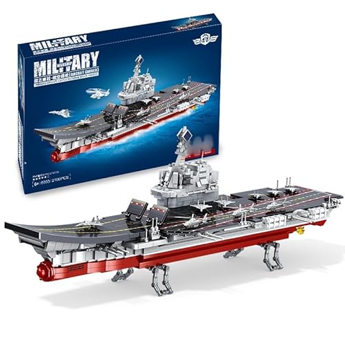 highdar Technik Flugzeugträger Bausteine, 2100 Klemmbausteine Groß Militär Serie Kriegsschiffe Militärisches Schlachtschiff, MOC Konstruktionsspielzeug Geschenk für Jahre Jungen und Erwachsene von highdar