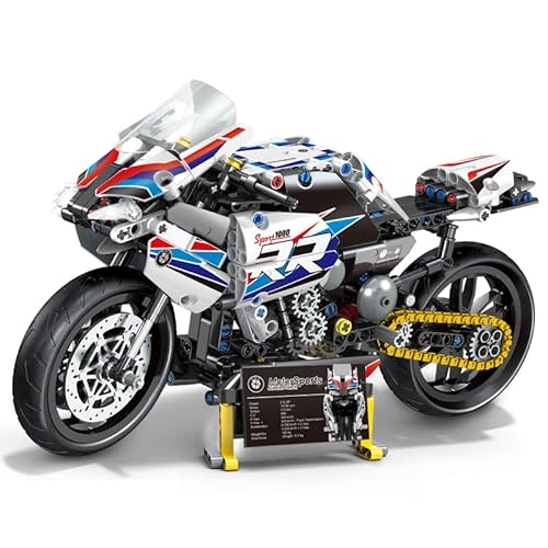 highdar Technik Motorrad Spielzeug Modellbausatz, 610+ Klemmbausteine Supermotorrad für BMW M1000RR Motorrad Bausteine, Geländemotorrad Kreatives STEM Bausatz Geschenk für Erwachsene Kinder (0192) von highdar