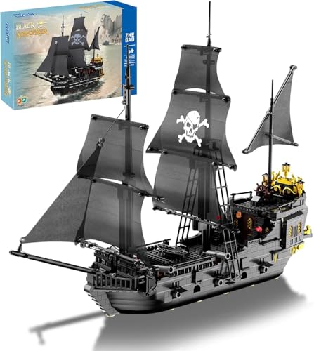 highdar Technik Piratenschiff Bausteinspielzeug, 1424 Klemmbausteine Schwarzer Zauberer Piratenschiff, MOC Cruise Liner Bausatz Geschenke Spielzeug Geschenk für Jugendliche und Erwachsene von highdar